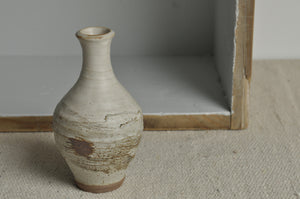 Kleine beige-braune Vase aus Steingut